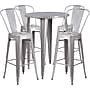 Flash Furniture Callum Indoor-Outdoor 30" Round Bar Table Set with 4 Cafe Stools, Silver (CH519BH430CSIL)~#|#~sp137394955_sc7