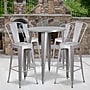 Flash Furniture Callum Indoor-Outdoor 30" Round Bar Table Set with 4 Cafe Stools, Silver (CH519BH430CSIL)~#|#~sp137394956_sc7