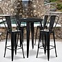 Flash Furniture Callum Indoor-Outdoor 30" Round Bar Table Set with 4 Cafe Stools, Black (CH519BH430CBK)~#|#~sp137394965_sc7