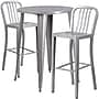 Flash Furniture Brad Indoor-Outdoor 30" Round Bar Table Set with 2 Vertical Slat Back Stools, Silver (CH519BH230VSIL)~#|#~sp137395100_sc7