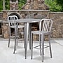 Flash Furniture Brad Indoor-Outdoor 30" Round Bar Table Set with 2 Vertical Slat Back Stools, Silver (CH519BH230VSIL)~#|#~sp137395101_sc7