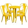 Flash Furniture Chauncey Indoor-Outdoor 24" Round Table Set with 4 Cafe Chairs, Yellow (CH518TH418CYL)~#|#~sp137395120_sc7