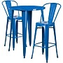 Flash Furniture Caron Indoor-Outdoor 30" Round Bar Table Set with 2 Cafe Stools, Blue (CH519BH230CBL)~#|#~sp137395131_sc7