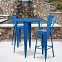 Flash Furniture Caron Indoor-Outdoor 30" Round Bar Table Set with 2 Cafe Stools, Blue (CH519BH230CBL)~#|#~sp137395132_sc7