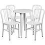 Flash Furniture Thomas Indoor-Outdoor 24" Round Table Set with 4 Vertical Slat Back Chairs, White (CH518TH418VWH)~#|#~sp137395133_sc7