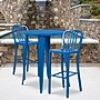Flash Furniture Brad Indoor-Outdoor 30" Round Bar Table Set with 2 Vertical Slat Back Stools, Blue (CH519BH230VBL)~#|#~sp137395158_sc7