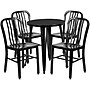 Flash Furniture Thomas Indoor-Outdoor 24" Round Table Set with 4 Vertical Slat Back Chairs, Black (CH518TH418VBK)~#|#~sp137395207_sc7