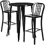 Flash Furniture Brad Indoor-Outdoor 30" Round Bar Table Set with 2 Vertical Slat Back Stools, Black (CH519BH230VBK)~#|#~sp137395232_sc7