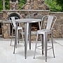 Flash Furniture Caron Indoor-Outdoor 30" Round Bar Table Set with 2 Cafe Stools, Silver (CH519BH230CSIL)~#|#~sp137395233_sc7
