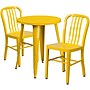 Flash Furniture Napoleon Indoor-Outdoor 24" Round Table Set with 2 Vertical Slat Back Chairs, Yellow (CH518TH218VYL)~#|#~sp137395256_sc7