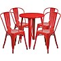 Flash Furniture Chauncey Indoor-Outdoor 24" Round Table Set with 4 Cafe Chairs, Red (CH518TH418CRED)~#|#~sp137395261_sc7