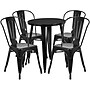 Flash Furniture Chauncey Indoor-Outdoor 24" Round Table Set with 4 Cafe Chairs, Black (CH518TH418CBK)~#|#~sp137395341_sc7