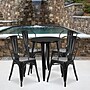 Flash Furniture Chauncey Indoor-Outdoor 24" Round Table Set with 4 Cafe Chairs, Black (CH518TH418CBK)~#|#~sp137395342_sc7