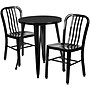 Flash Furniture Napoleon Indoor-Outdoor 24" Round Table Set with 2 Vertical Slat Back Chairs, Black (CH518TH218VBK)~#|#~sp137395390_sc7