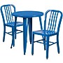 Flash Furniture Napoleon Indoor-Outdoor 24" Round Table Set with 2 Vertical Slat Back Chairs, Blue (CH518TH218VBL)~#|#~sp137395397_sc7