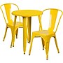 Flash Furniture Napoleon Indoor-Outdoor 24" Round Table Set with 2 Cafe Chairs, Yellow (CH518TH218CYL)~#|#~sp137395417_sc7