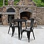 Flash Furniture Napoleon Indoor-Outdoor 24" Round Table Set with 2 Cafe Chairs, Black (CH518TH218CBK)~#|#~sp137395450_sc7