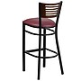 Flash Furniture HERCULES Series Traditional Metal Slat Back Restaurant Barstool, Black/Walnut Wood/Burgundy (XUDG6H1BWALBGV)~#|#~sp137395810_sc7
