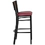 Flash Furniture HERCULES Series Traditional Metal Slat Back Restaurant Barstool, Black/Walnut Wood/Burgundy (XUDG6H1BWALBGV)~#|#~sp137395811_sc7