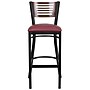 Flash Furniture HERCULES Series Traditional Metal Slat Back Restaurant Barstool, Black/Walnut Wood/Burgundy (XUDG6H1BWALBGV)~#|#~sp137395919_sc7