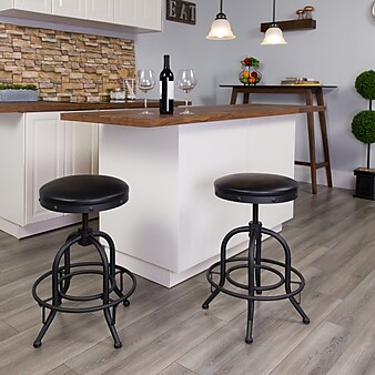 Flash Furniture Rustic LeatherSoft Counter Stool without Back, Adjustable Height, Black (ETBR542224)