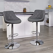 Flash Furniture Contemporary Vinyl Adjustable Height Barstool with Back, Gray (CH82028AGY)