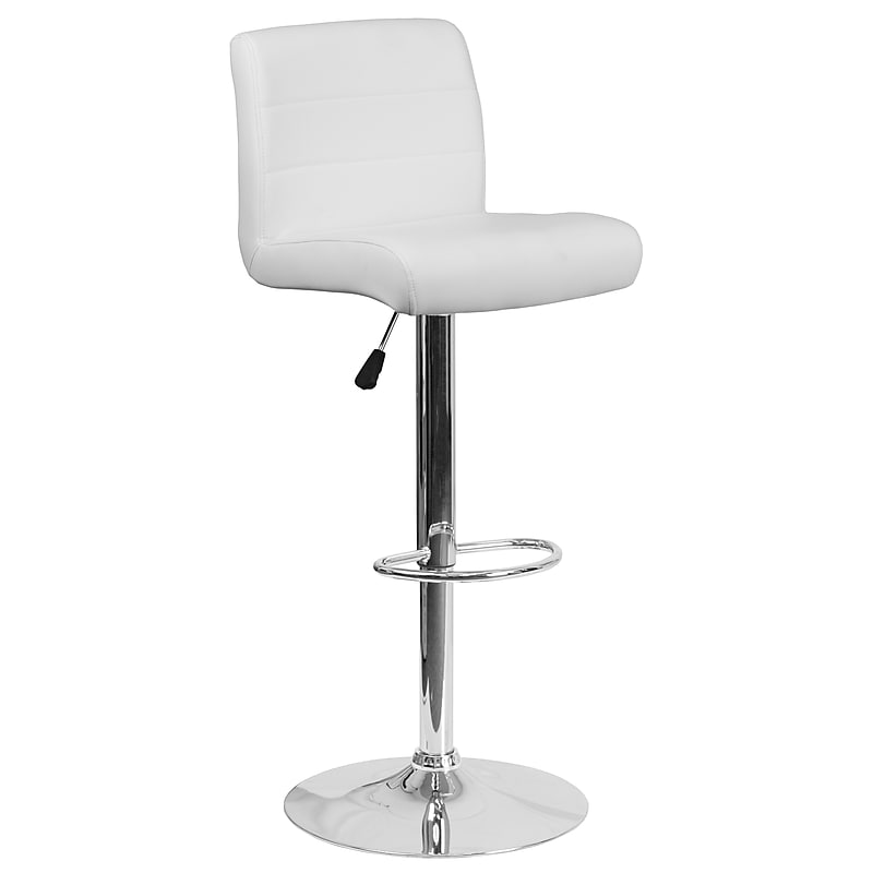Flash Furniture Contemporary Vinyl Adjustable Height Barstool with Back, White (DS8110BWH) image 1