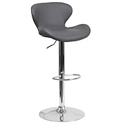 Flash Furniture Contemporary Vinyl Adjustable Height Barstool with Back, Gray (CH321GY)
