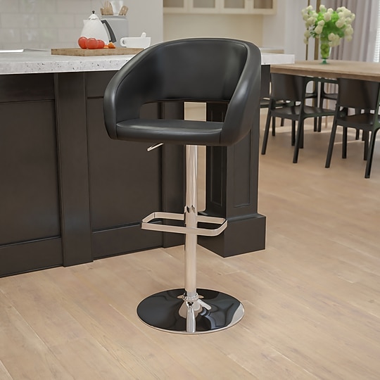 Flash Furniture Contemporary Vinyl Cut Out Back Bar Stool, Adjustable Height, Black (CH122070BK)~#|#~sp137396284_sc7