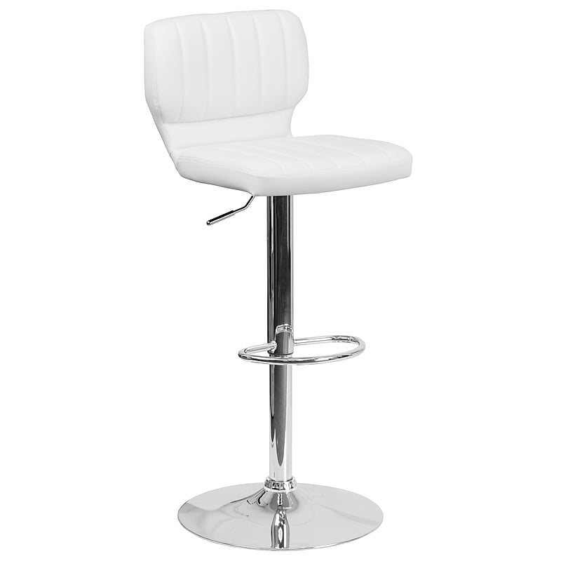 Flash Furniture Contemporary Vinyl Adjustable Height Barstool with Back, White (CH132330WH) image 1