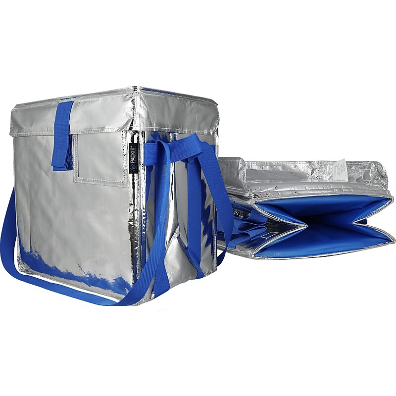 PACKiT Fresh Eco Freeze Tote, Large, Silver/Blue, 4/Carton (PKF-UD-MAG) image 1