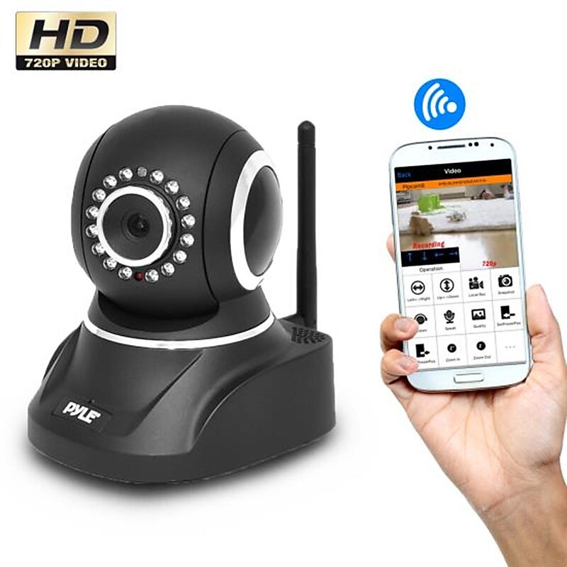 Pyle PIPCAM8 Wireless IP Camera Full HD 1080p, Black image 1
