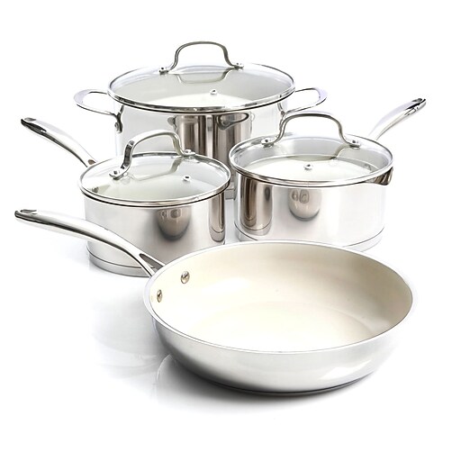 Gibson Cusine Gleaming 7Piece Silver Cookware Set (935100948M) at Staples