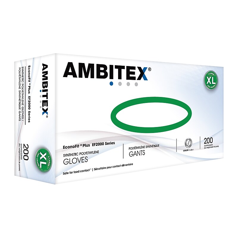 Ambitex EconoFit Plus Polyethylene Gloves, XL, 200/Pack, 10 Packs/Carton (EFXL2000) image 1