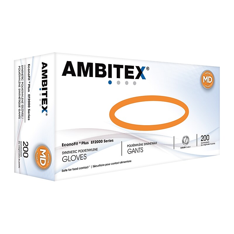 Ambitex EconoFit Plus Polyethylene Gloves, Medium, 200/Pack, 10 Packs/Carton (EFMD2000) image 1