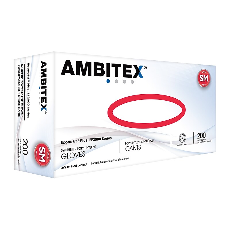 Ambitex EconoFit Plus Polyethylene Gloves, Small, 200/Pack, 10 Packs/Carton (EFSM2000) image 1