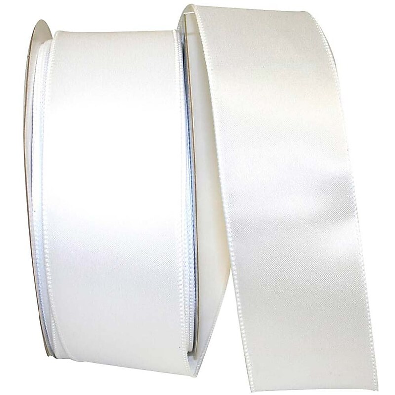 JAM Paper Single Face Satin Ribbon, White (J92575W03040KA) image 1