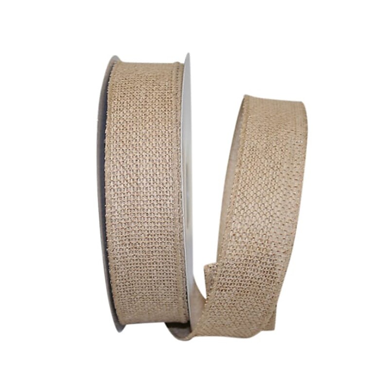JAM Paper Wired Edge Burlap Ribbon, Natural (52640348918) image 1