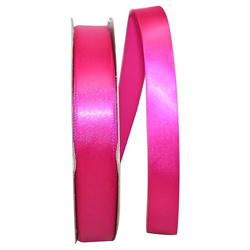 JAM Paper Single Faced Satin Ribbon, Azalea Pink (52640341401) image 1
