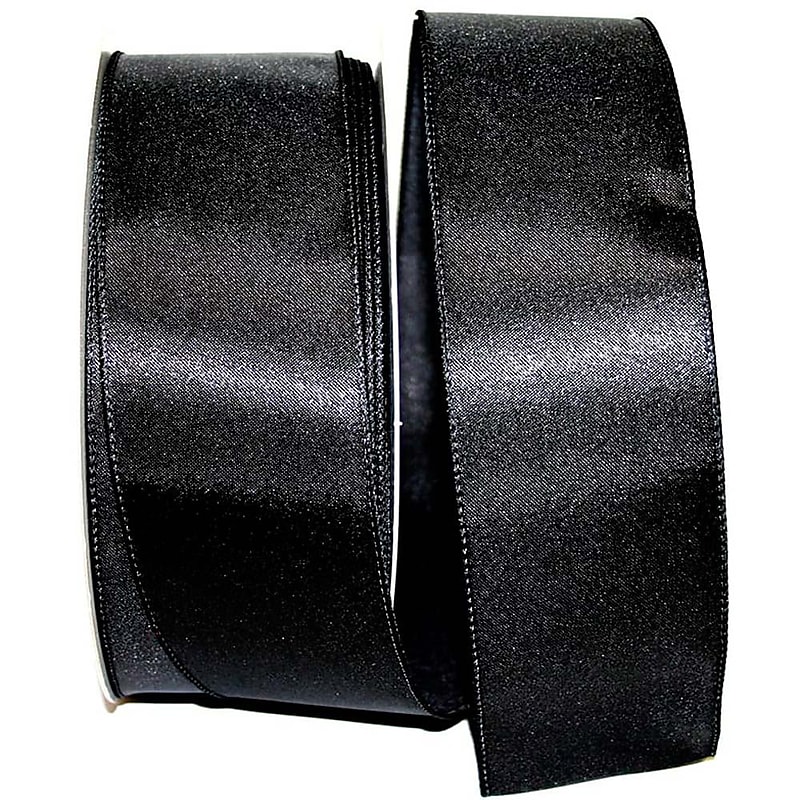 JAM Paper Single Face Satin Ribbon, Black (J92575W03140KA) image 1