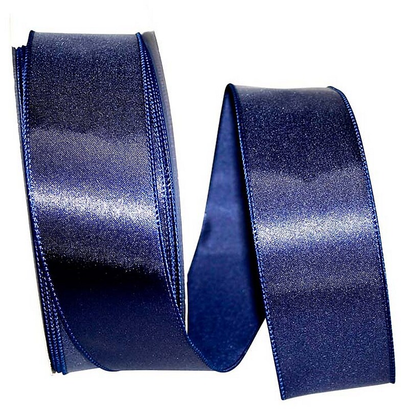 JAM Paper Single Face Satin Ribbon, Navy Blue (J92575W05540KA) image 1