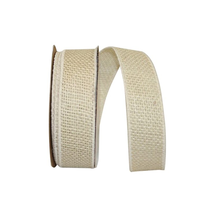 JAM Paper Wired Edge Burlap Ribbon, Ivory (52640348979) image 1