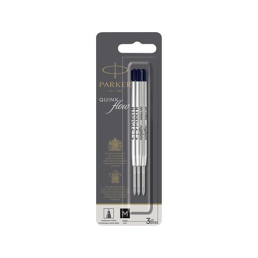 Parker Quinkflow Ballpoint Pen Refill, 0.7 mm, Medium Point, Black Ink