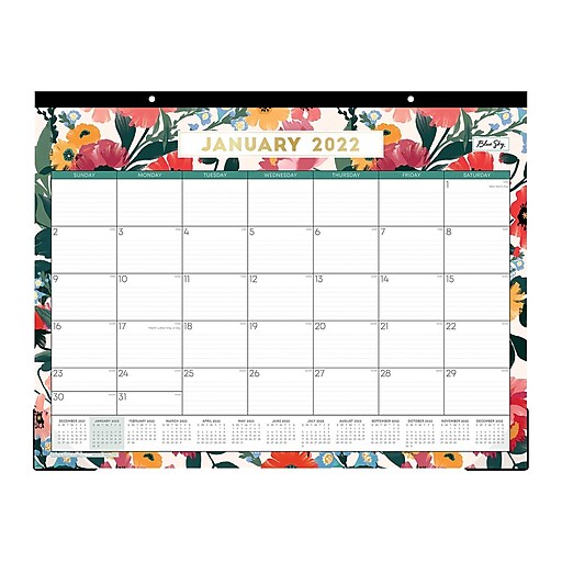 2022 Blue Sky Monroe Light 17" X 22" Monthly Desk Pad Calendar (133086) | Staples