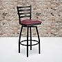 Flash Furniture HERCULES Series Traditional Metal Ladder Back Barstool, Black/Burgundy Seat, 2-Pieces/Pack (2XU6F8BLDSWVBGV)~#|#~sp137776953_sc7