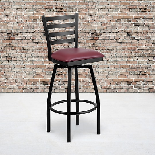 Flash Furniture HERCULES Series Traditional Metal Ladder Back Barstool, Black/Burgundy Seat, 2-Pieces/Pack (2XU6F8BLDSWVBGV)~#|#~sp137776953_sc7