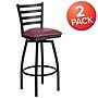 Flash Furniture HERCULES Series Traditional Metal Ladder Back Barstool, Black/Burgundy Seat, 2-Pieces/Pack (2XU6F8BLDSWVBGV)~#|#~sp137776954_sc7