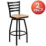 Flash Furniture HERCULES Series Traditional Metal Ladder Back Barstool, Black/Natural Wood Seat, 2-Pieces/Pack (2XU6F8BLDSWVNTW)~#|#~sp137776996_sc7