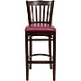 Flash Furniture HERCULES Series Traditional Wood Vertical Slat Back Restaurant Barstool, Walnut Wood/Burgundy (XUW08BARWALBRV)~#|#~sp137777154_sc7