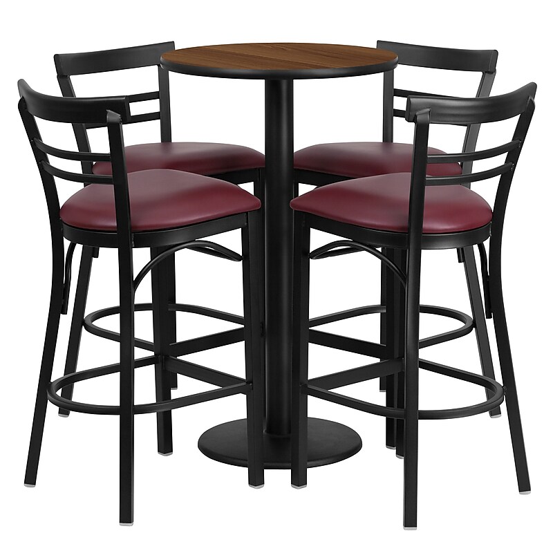 Flash Furniture 24'' Round Table Set W/4 Ladder Back Bar Stools (RSRB1040) image 1